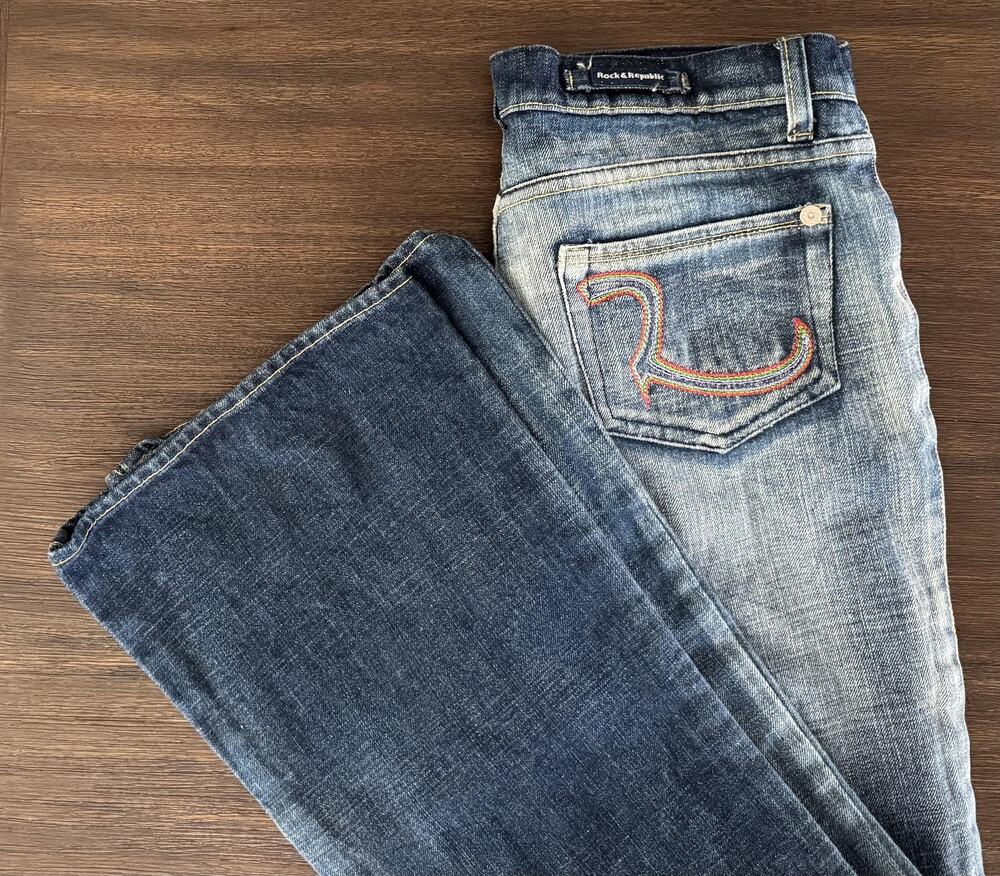 Rock & Republic Roth Jeans Womens 25 Blue Low Rise Bootcut Denim